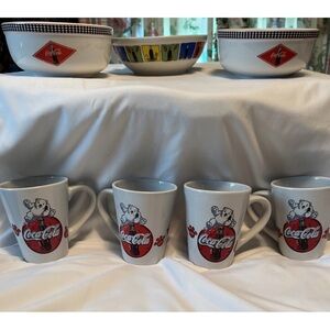 Coca Cola White Mugs with Polar Bear and Red Logo